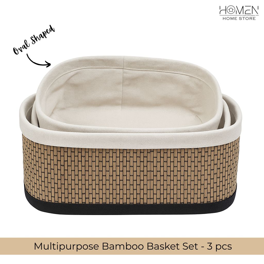 Multipurpose Bamboo Basket Set - Oval Shaped