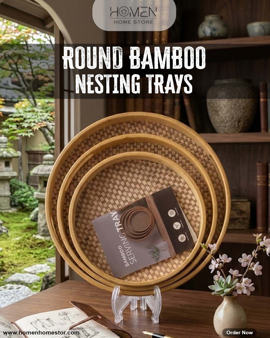 Bamboo Nested Serving Trays - Set of 3