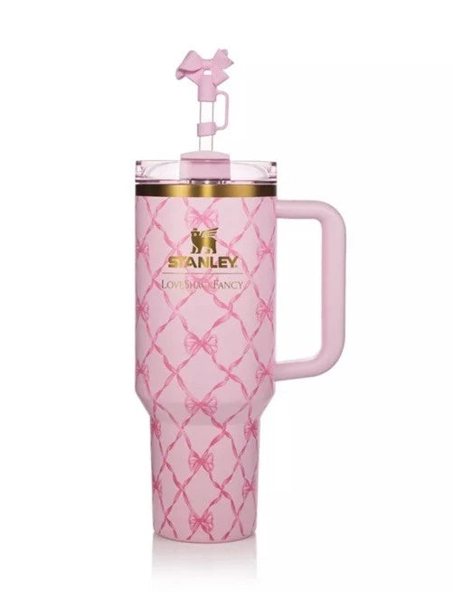 Stanley x LoveShack Fancy 40oz Quencher H2.0 FlowState Tumbler – Baby Bow Pink Peppermint