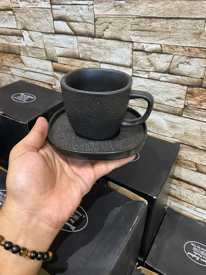 Fine Porcelain Cup and Saucer Set - Black