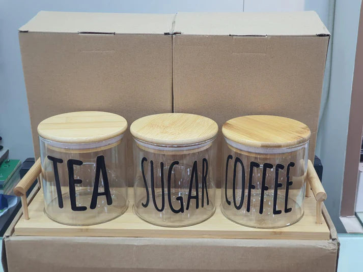 3PC JAR SET WITH WOODEN LID