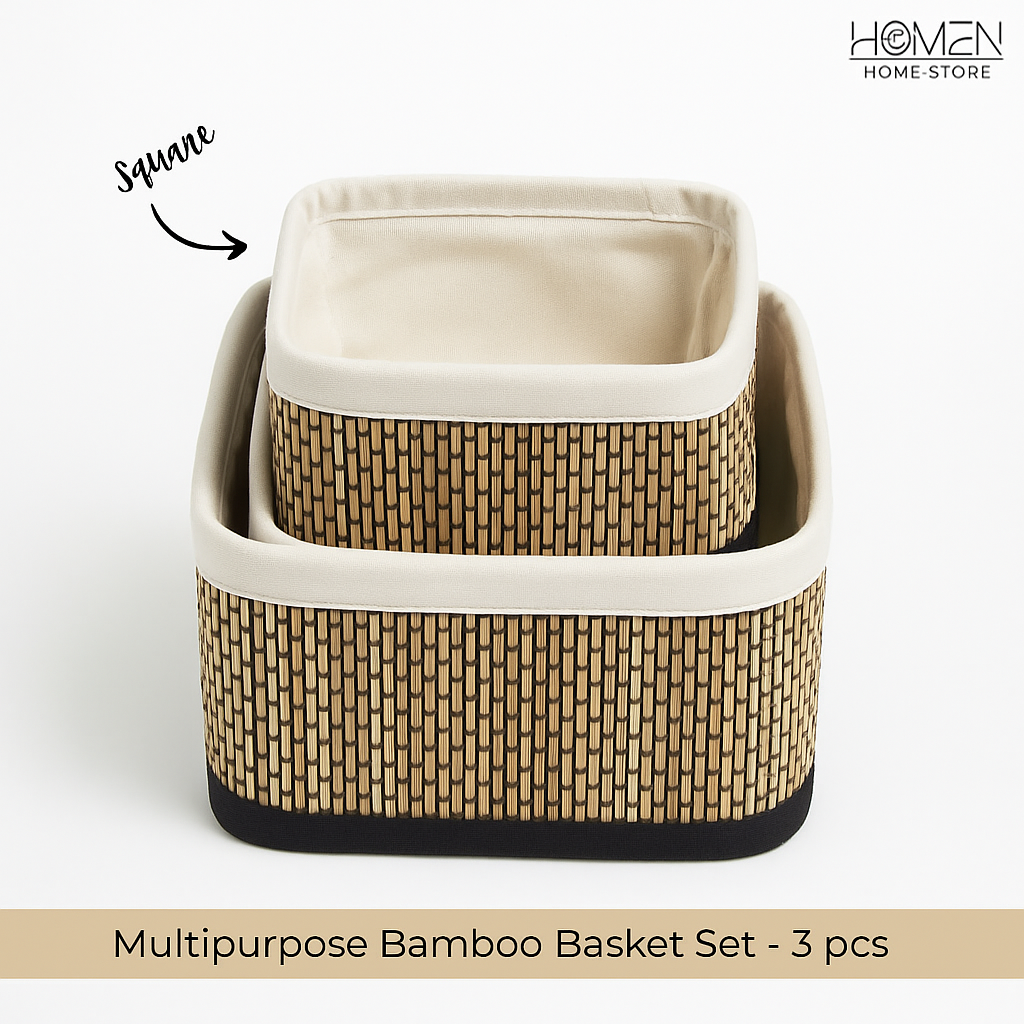 Multipurpose Bamboo Basket Set - Square Shaped