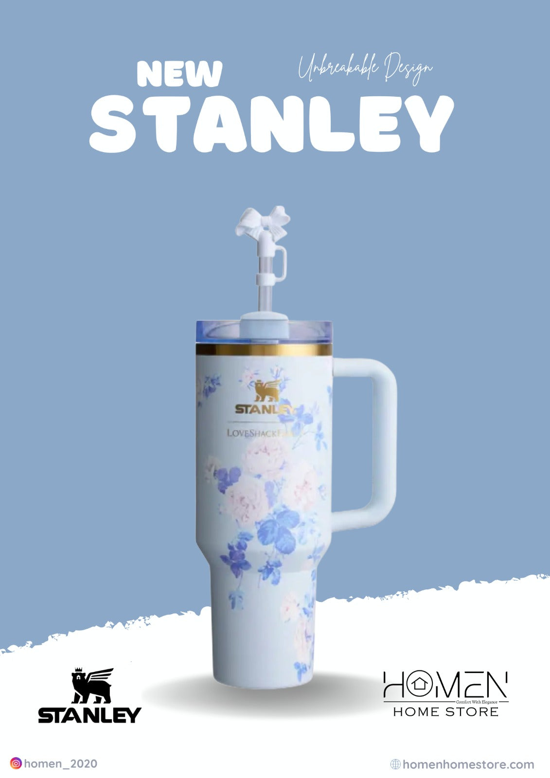 FLORAL LIGHT BLUE - The Stanley X Love Shack Fancy Holiday Quencher | 40 OZ