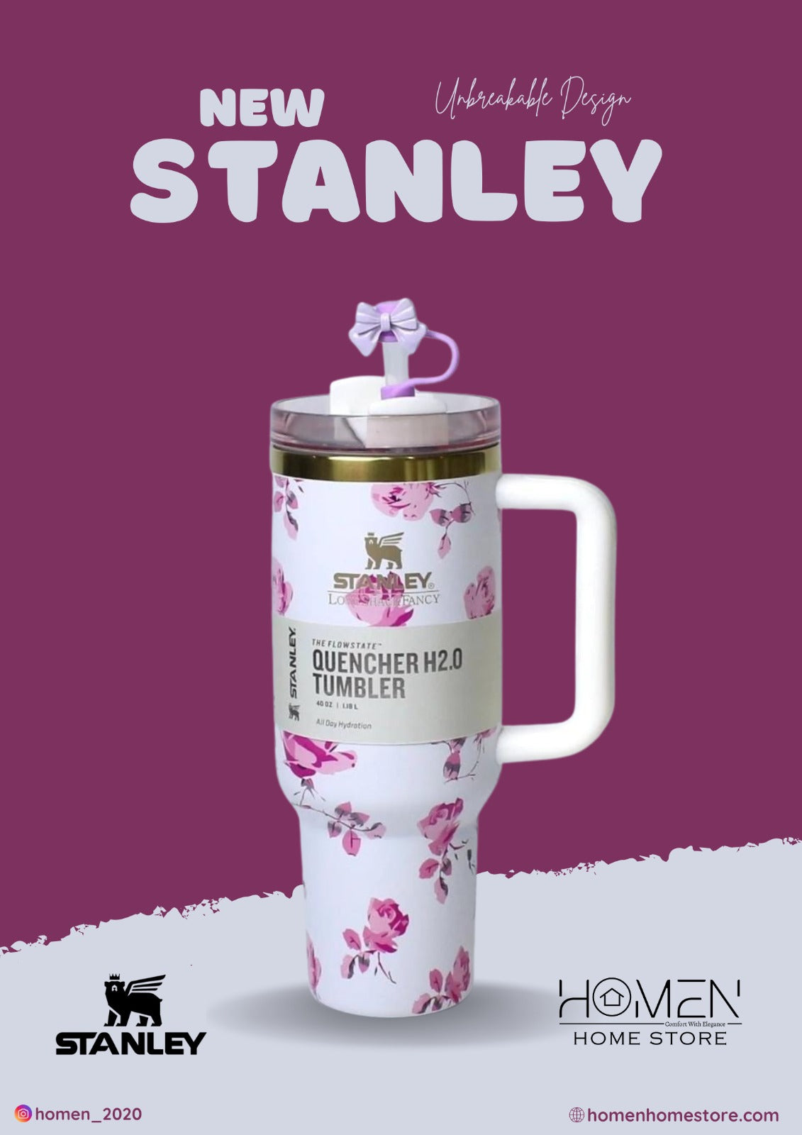 WHTE FLORA - The Stanley X LoveShackFancy Holiday Quencher | 40 OZ