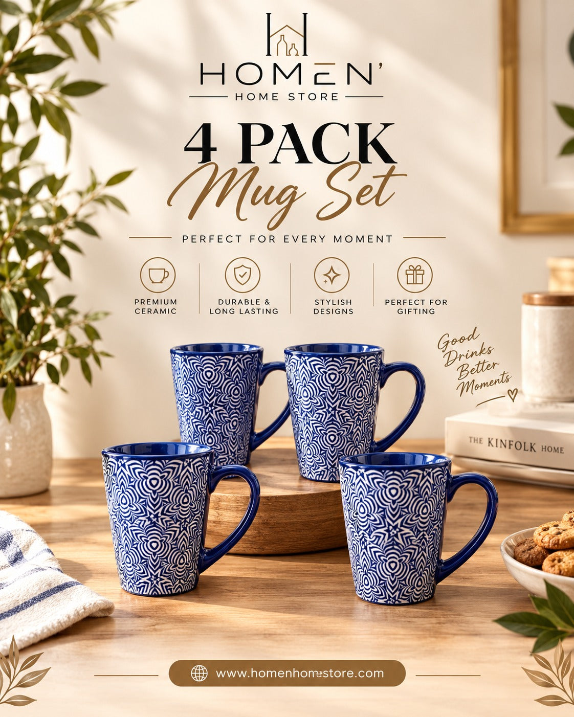 4 Pack Mug Set