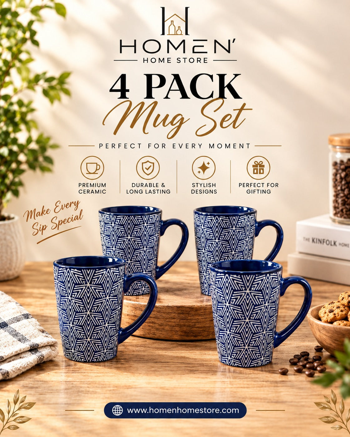 4 Pack Mug Set
