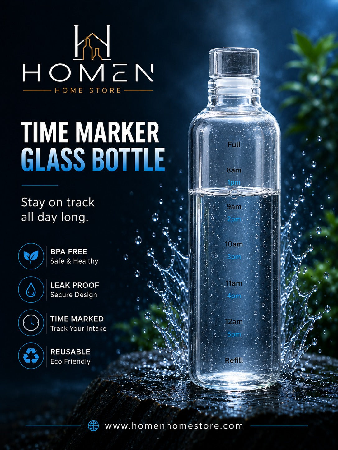 Time Marker Glass Bottle