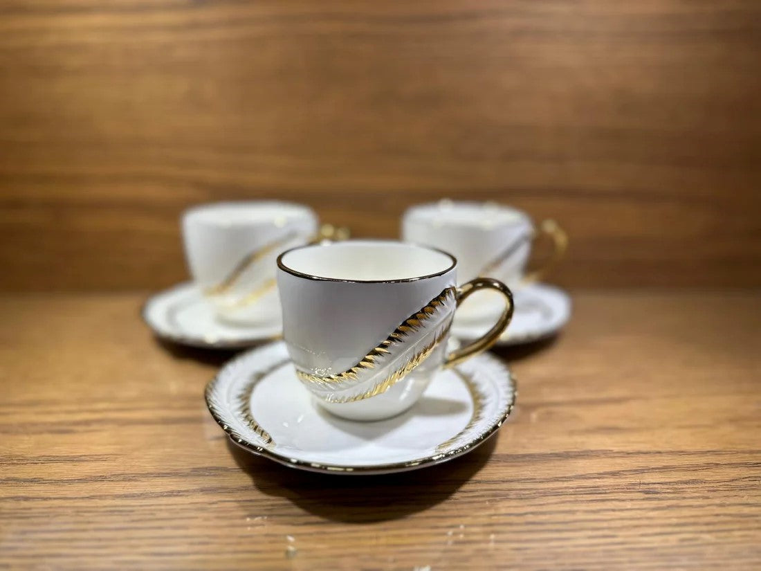 Leaf Style Fine Bone China Cup Gift Set - 6 pcs