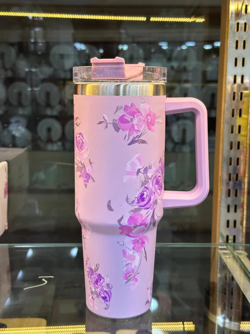 Purple Floral tumbler 40oz