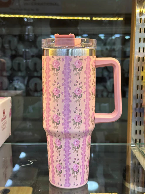 Pink floral tumbler 40oz