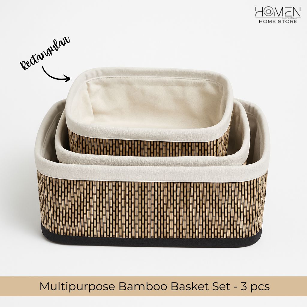 Multipurpose Bamboo Basket Set - Rectangular