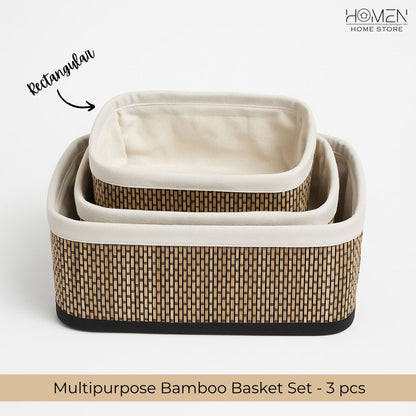 Multipurpose Bamboo Baskets - Set of 3