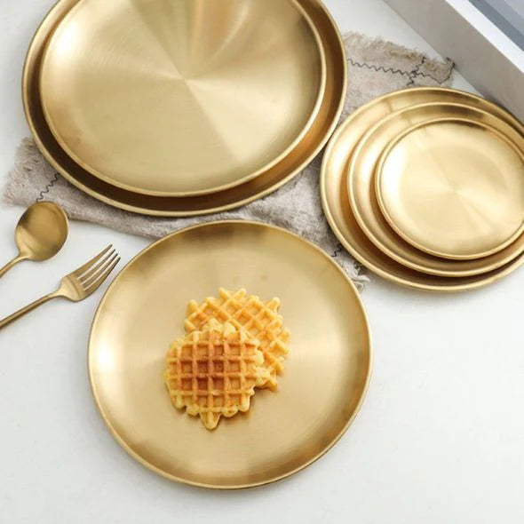 Elegant Stainless Steel Round Serving Plates