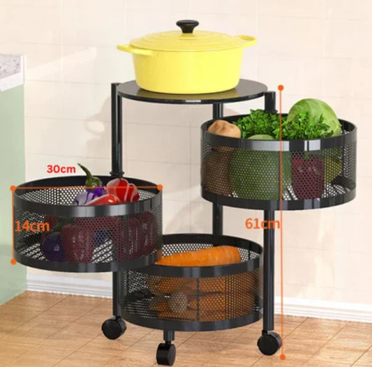 Round Kitchen Storage Trolley - 3 STEP
