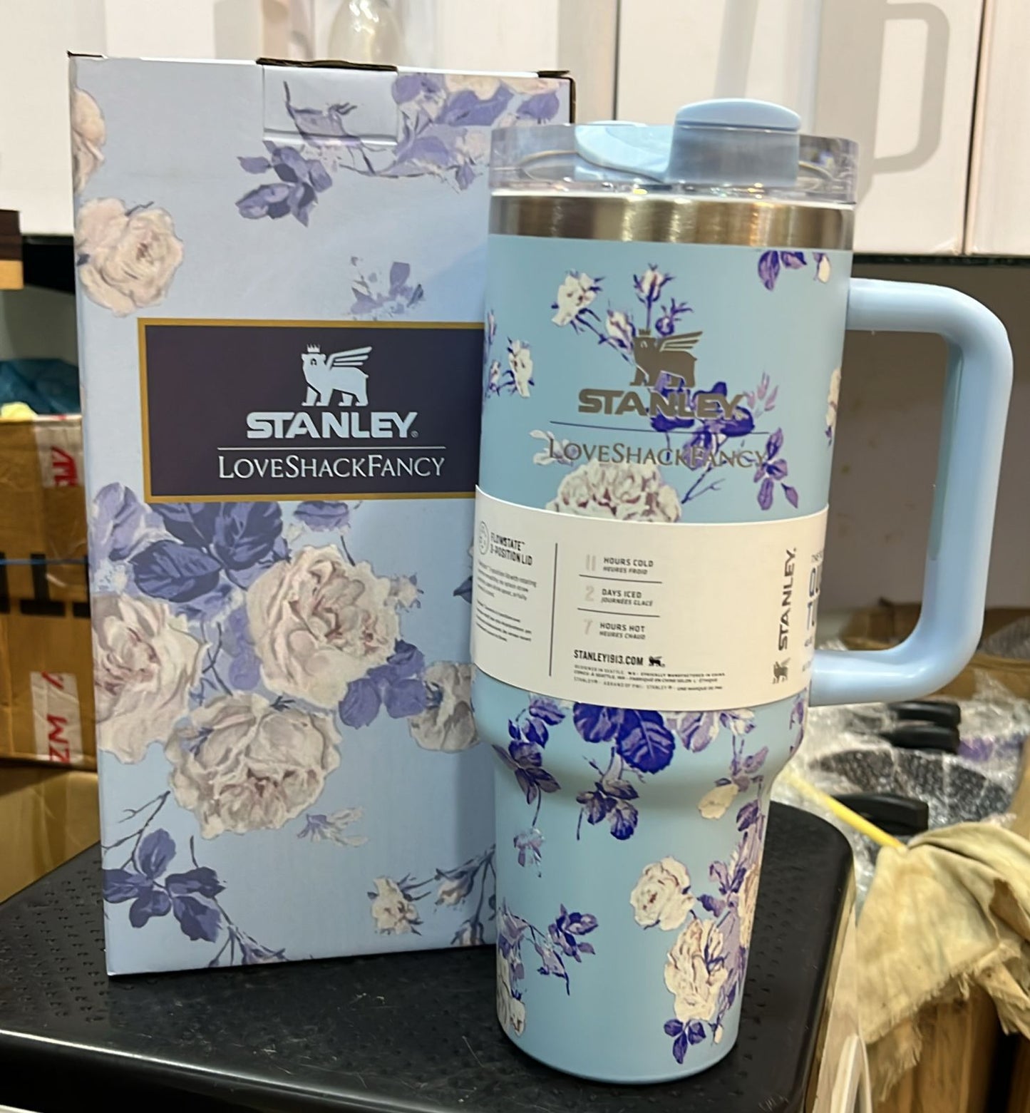 Stanley x LoveShackFancy 40oz Blue Blossom Quencher Tumbler – Elegant Hydration