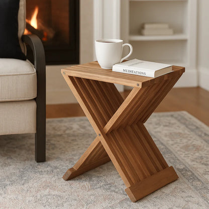 Multi purpose bamboo foldable chair / side table