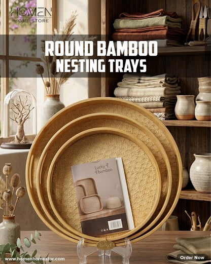 Bamboo Nested Serving Trays - Set of 3
