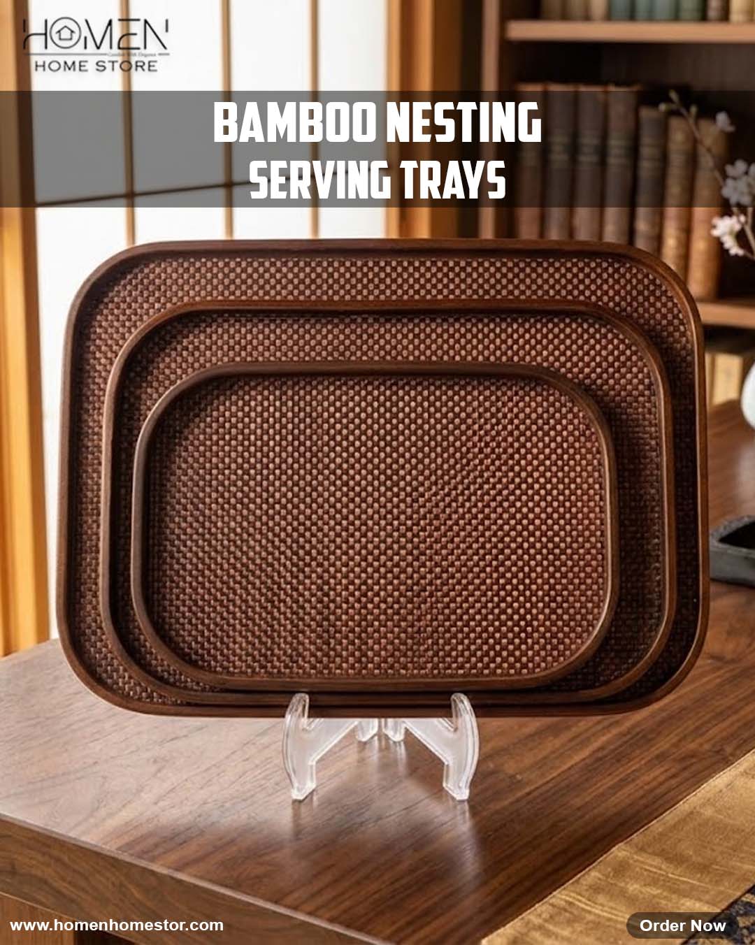 Bamboo Nested Serving Trays - Set of 3