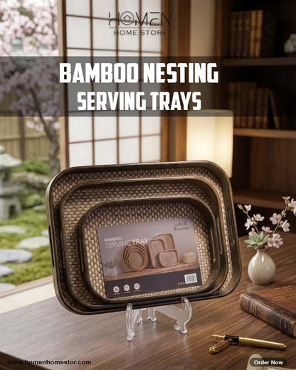 Bamboo Nested Serving Trays - Set of 3