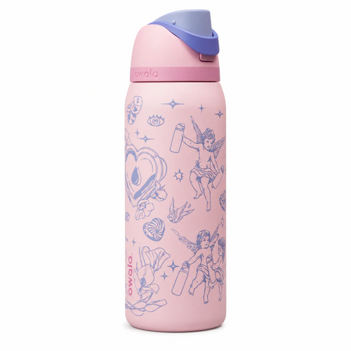 Owala Shot to the Heart 32 oz Insulated Stainless Steel Water Bottle | Leak-Proof | 24 Hours Cold