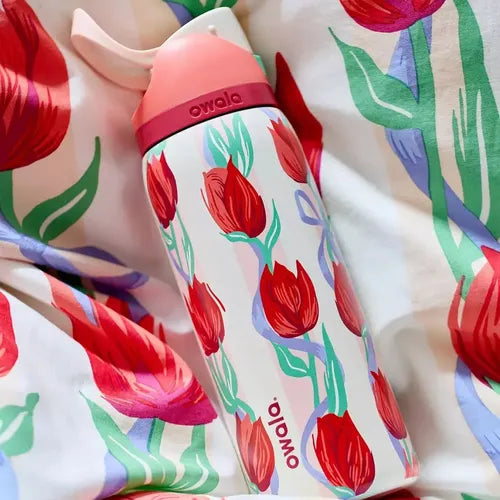 Owala FreeSip | 24 Oz | Red Tulips