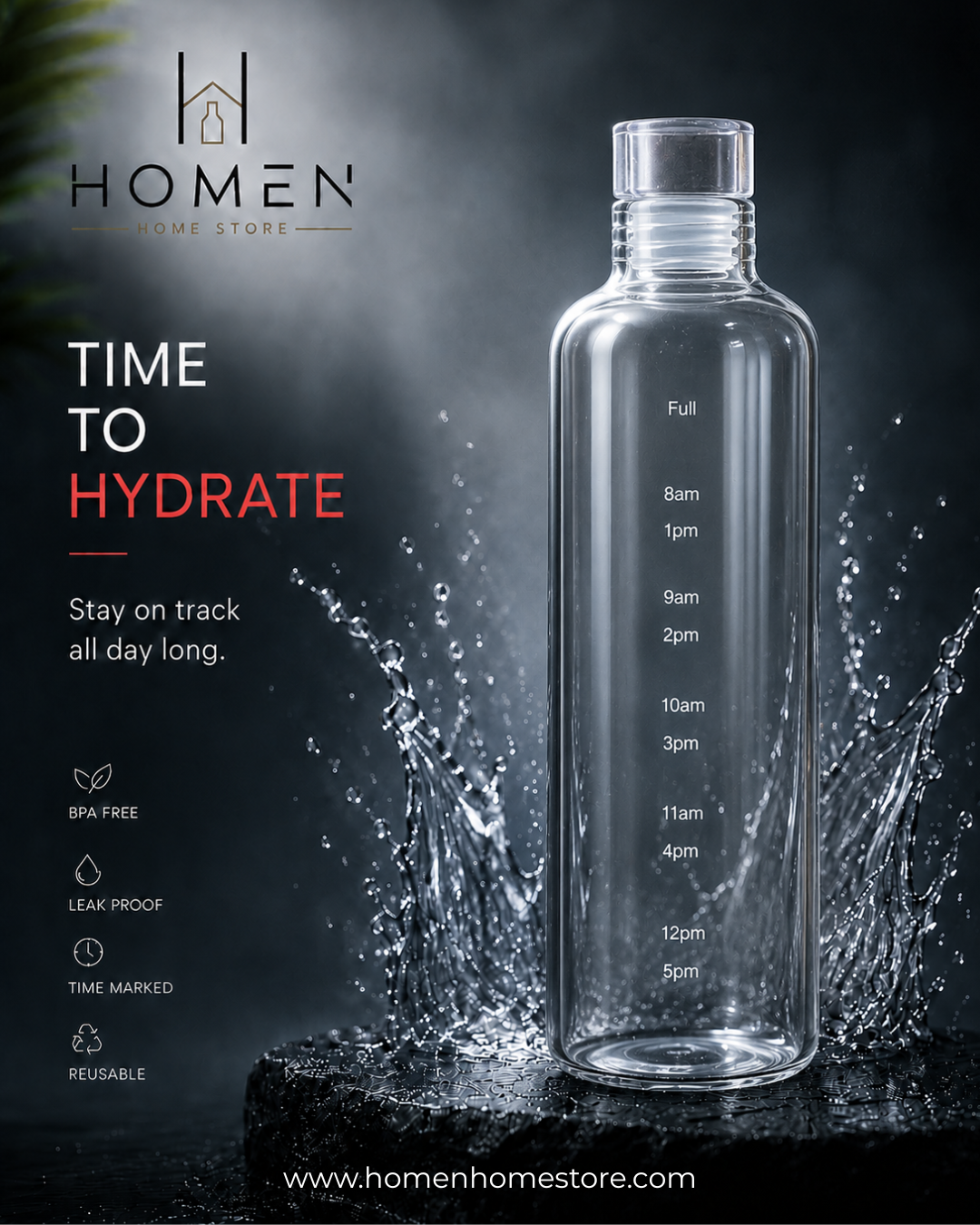 Time Marker Glass Bottle
