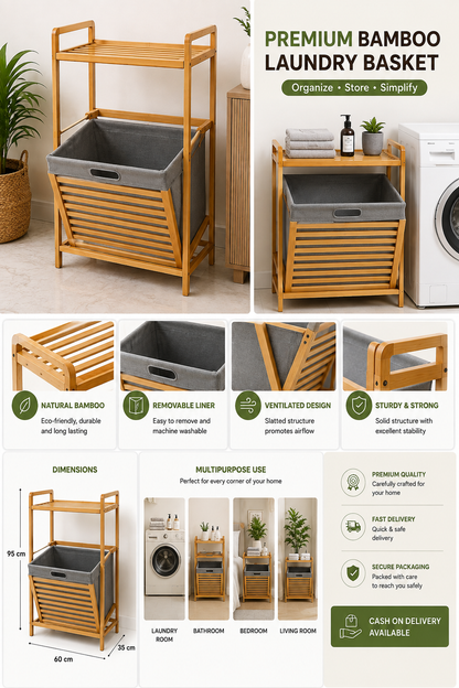 Multipurpose Bamboo Laundry Basket