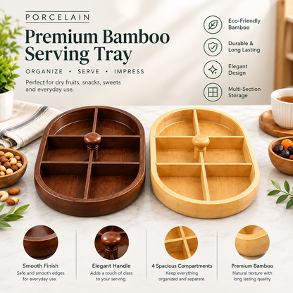 6 Partition Bamboo Dry Fruit Box
