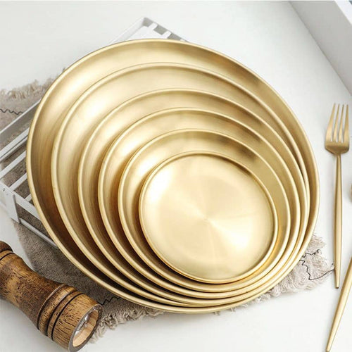 Elegant Stainless Steel Round Serving Plates