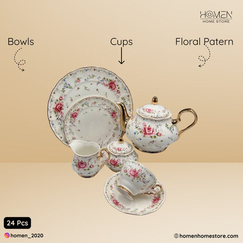 Royal Albert 24 Pcs Tea Set Pink&White