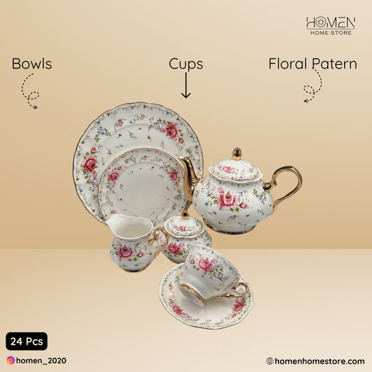 Royal Albert 24 Pcs Tea Set Pink&White