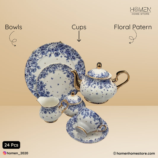 Royal Albert 24 Pcs Tea Set Blue & White