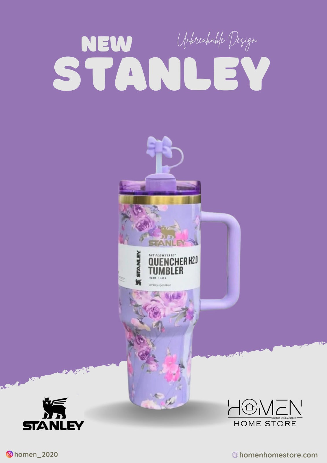 PURPLE FLORA - The Stanley X LoveShackFancy Holiday Quencher | 40 OZ