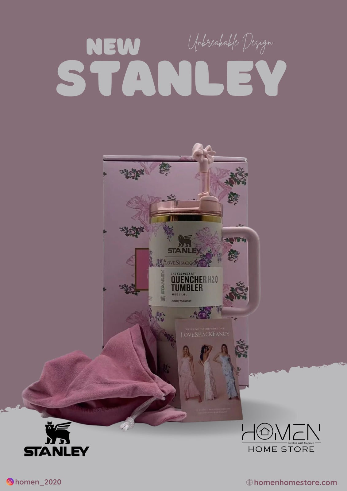 LIGHT PINK - The Stanley X LoveShackFancy Holiday Quencher | 40 OZ