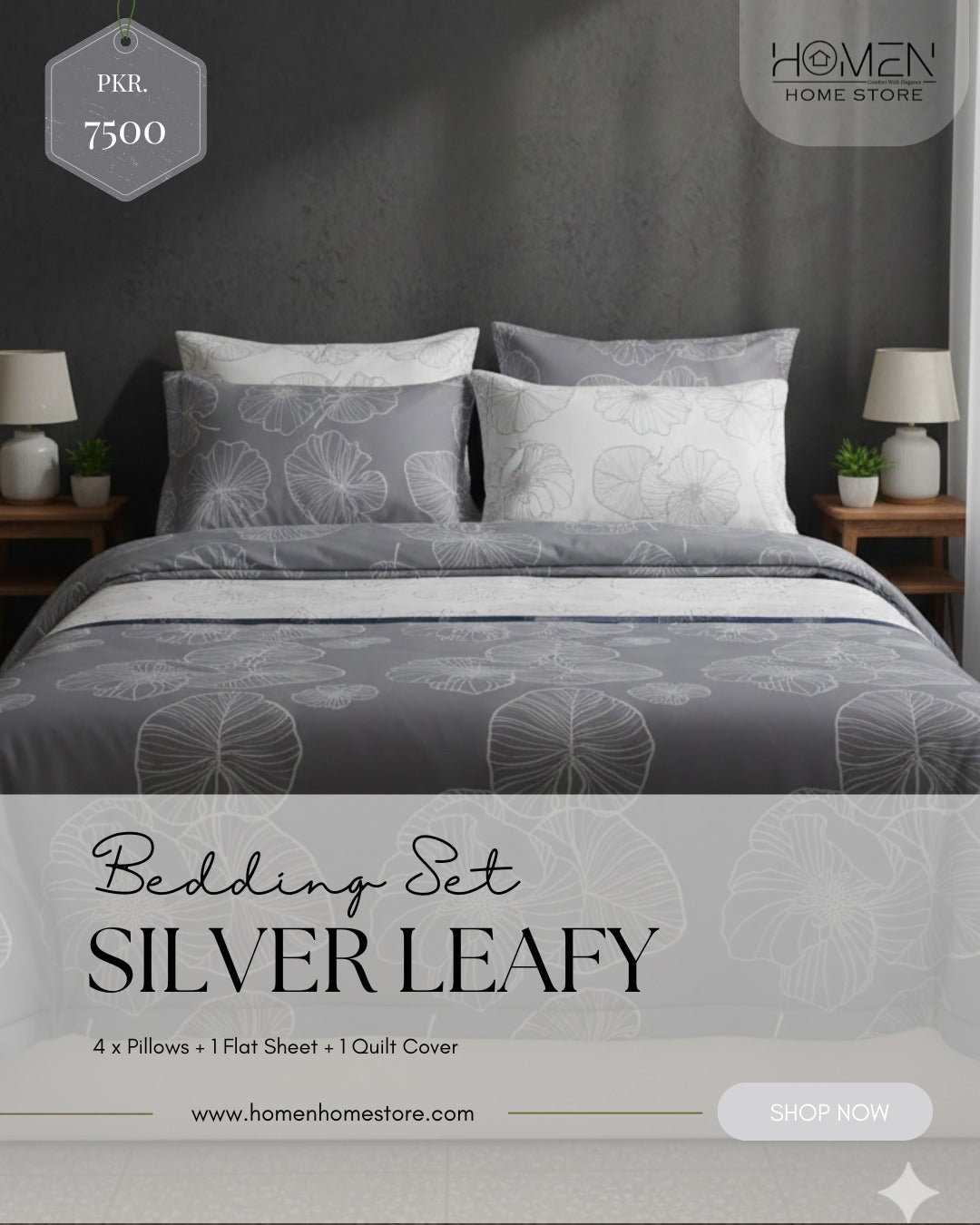 SILVER LEAFY- BEDDING SET
