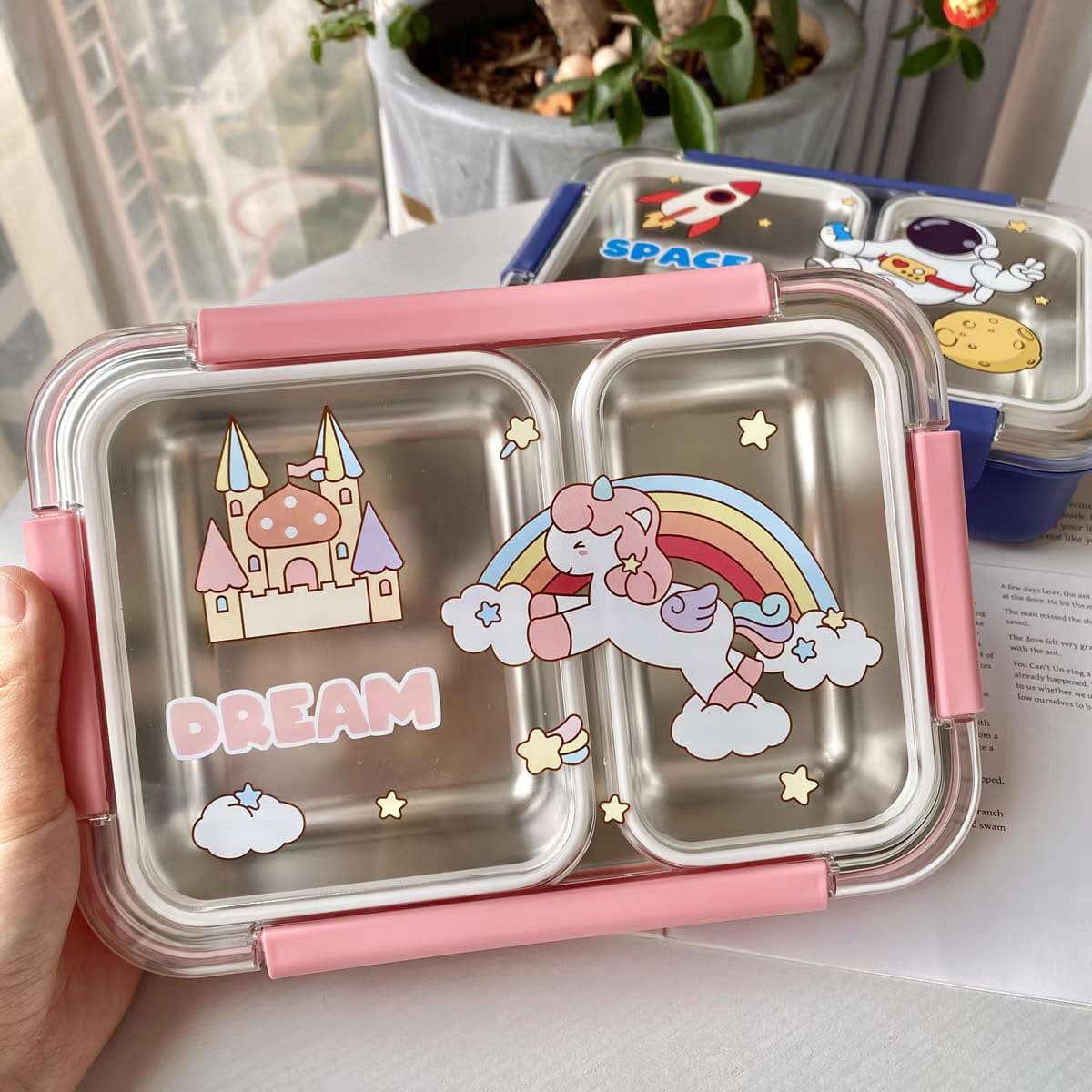 Kids Stainless Steel 2-Compartment Lunch Box