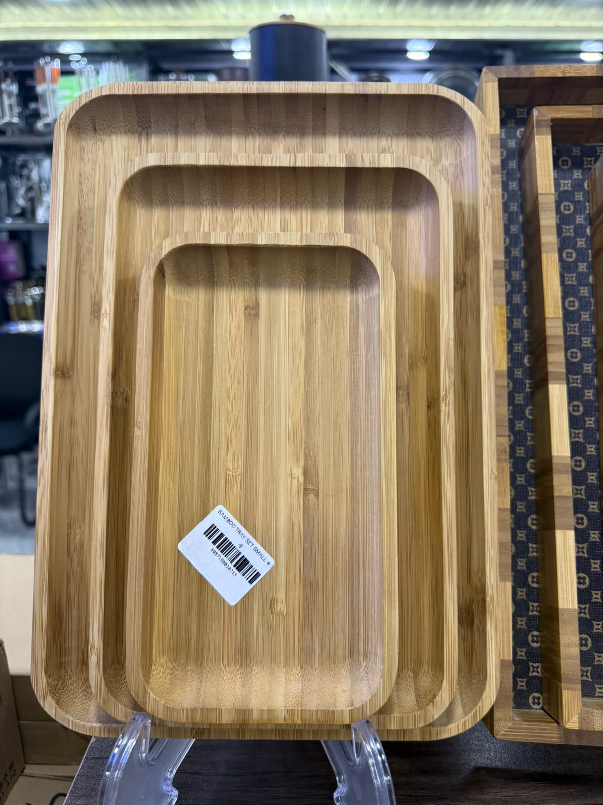Light Natural Bamboo Trays Set