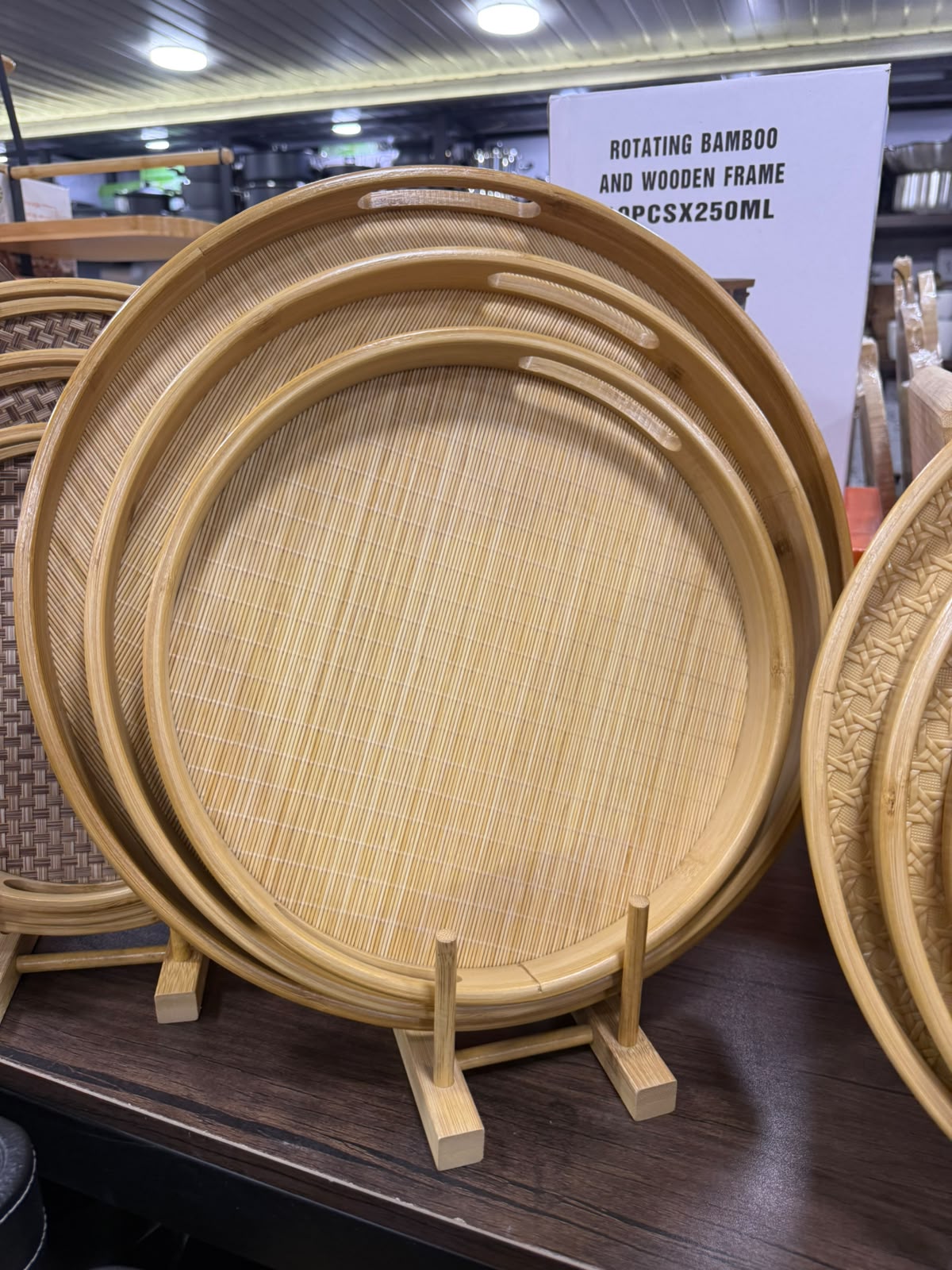 Rotating Bamboo Tray Set