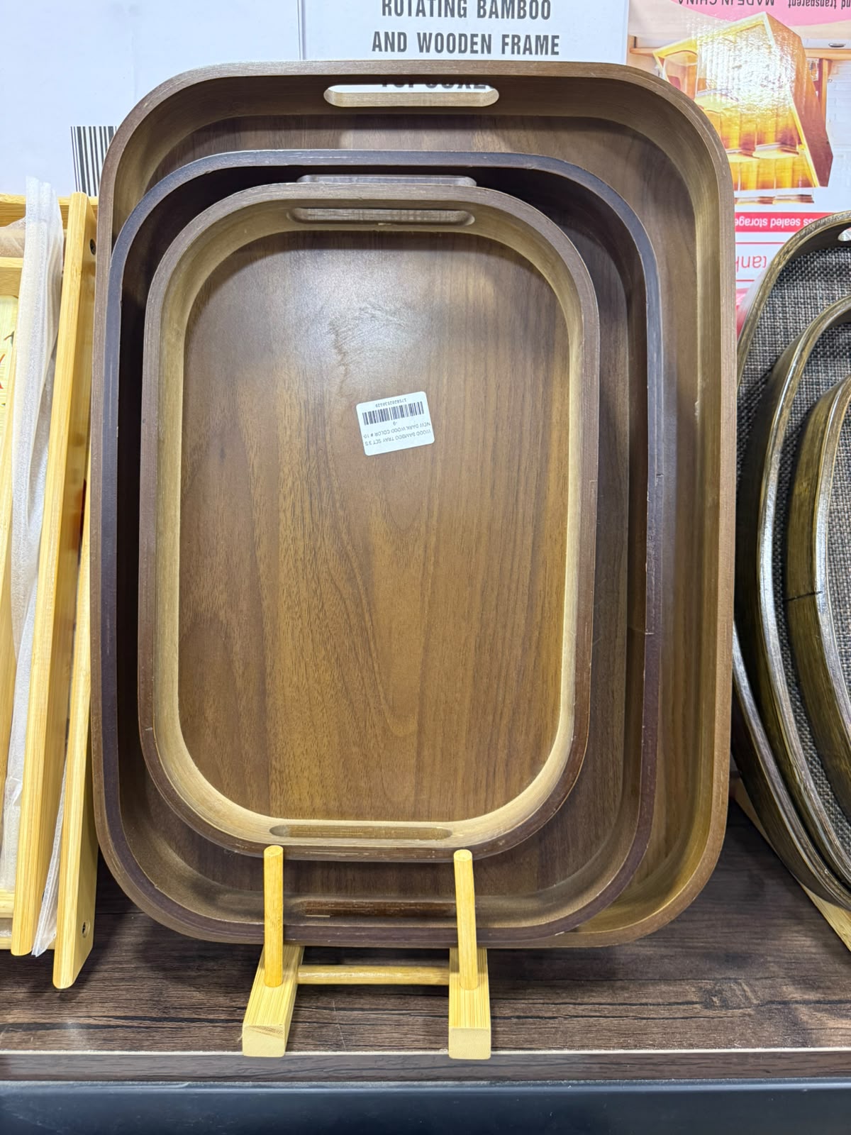 Modern Natural Bamboo Trays Set