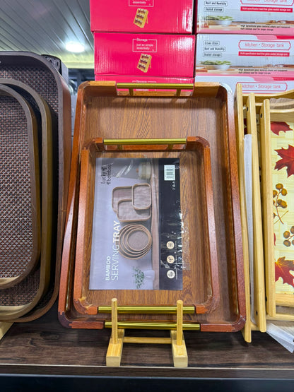 Bamboo Trays with Gold Handles