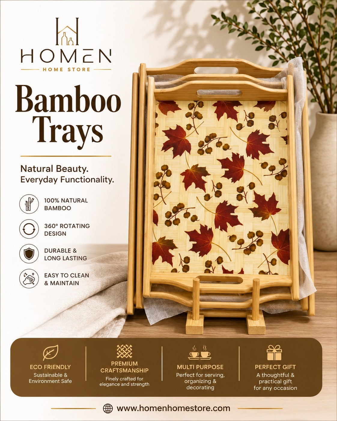 Bamboo Trays Set