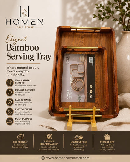 Elegant Bamboo Serving Tray Set