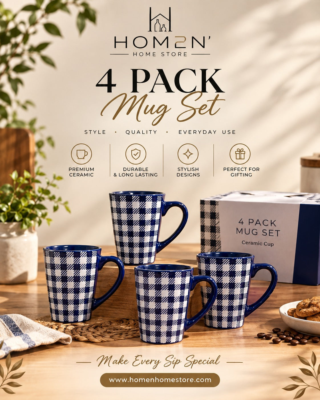 4 Pack Mug Set