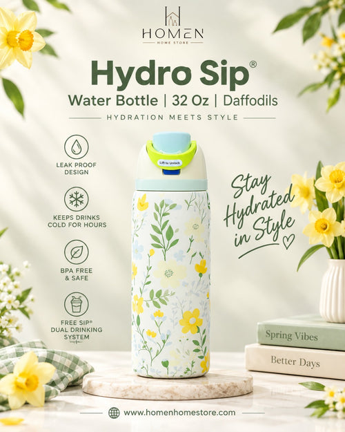 Hydro Sip Water Bottle | 32 Oz | Daffodils