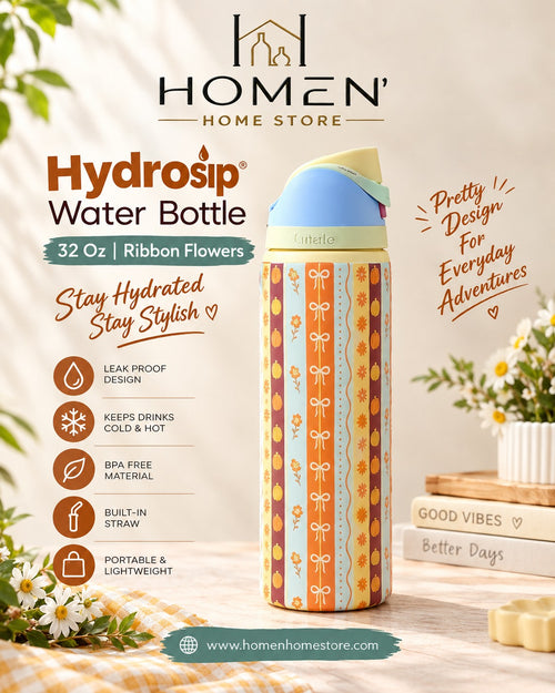 Hydro sip Water Bottle | 32 Oz | Ribbon Flowers