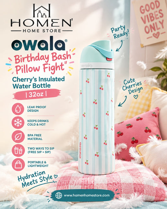 Owala Birthday Bash Pillow Fight Cherry’s Insulated Water Bottle | 32oz