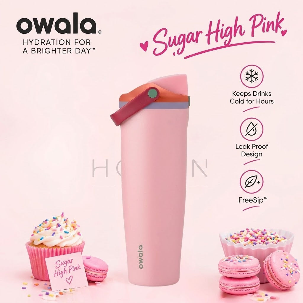 Owala FreeSip Sway 30oz Stainless Steel Water Bottle – Sugar High Pink Insulated Tumbler