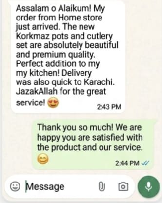 WhatsApp customer review 1