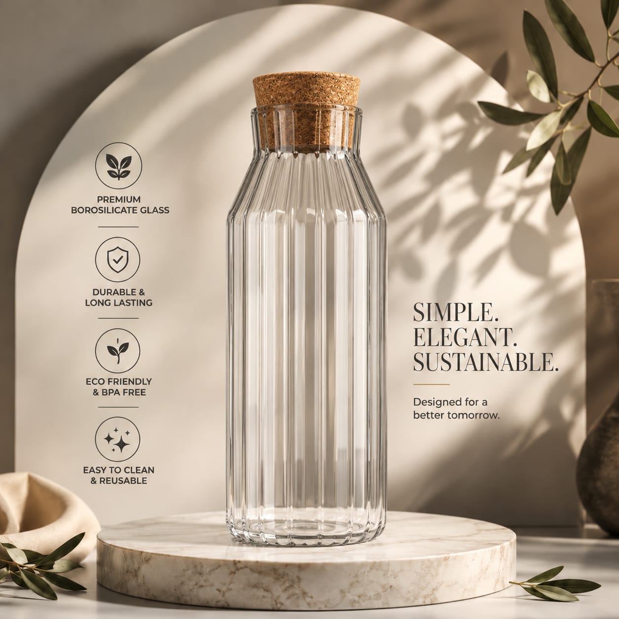 Glass Cork Bottle - 1000ml
