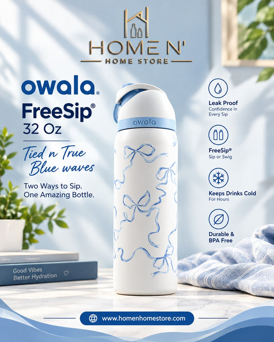 Owala Free Sip | 32 Oz |Tied n True Blue waves
